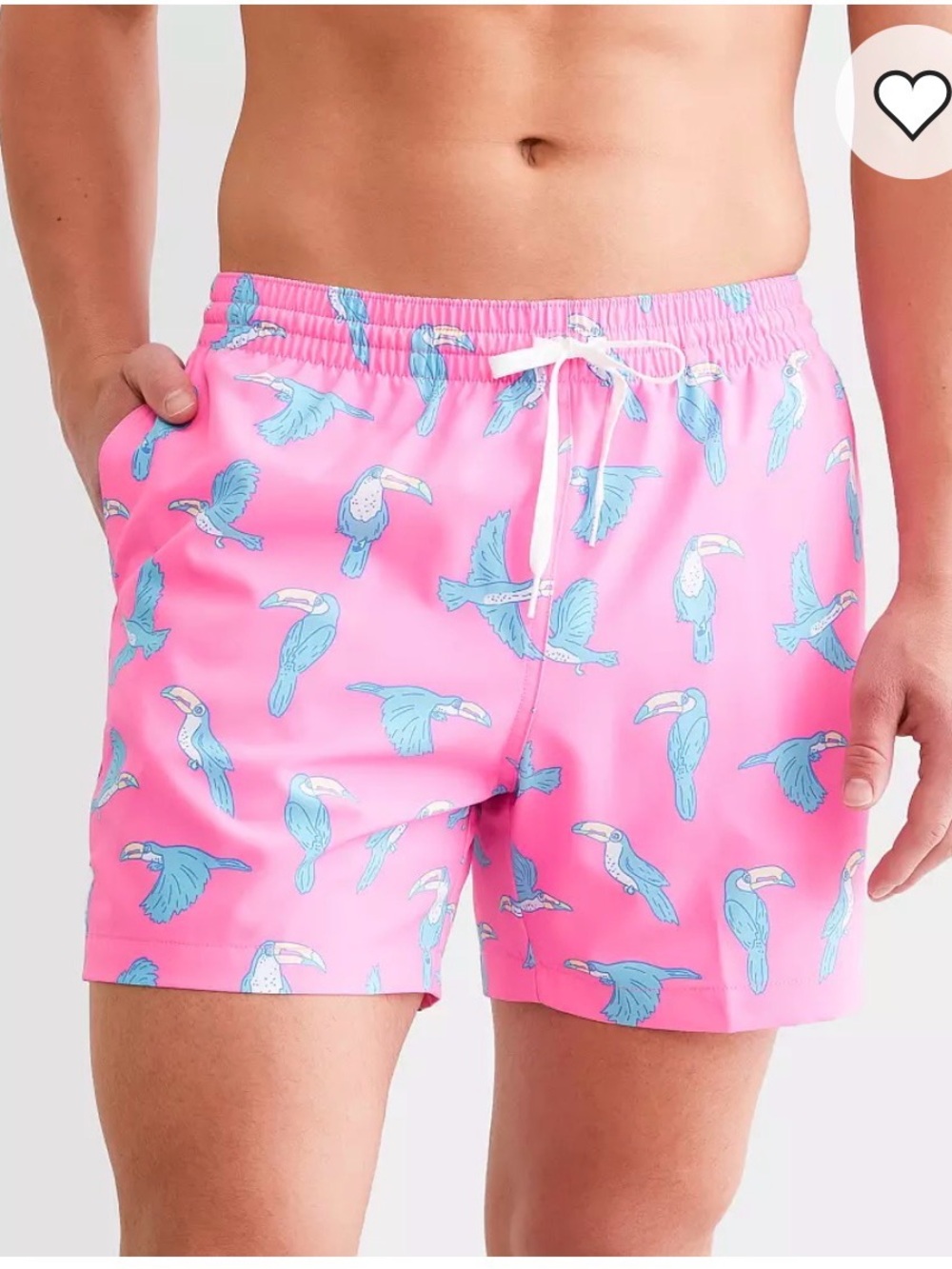 chubbies Pink Swim Shorts with Blue Toucan Print